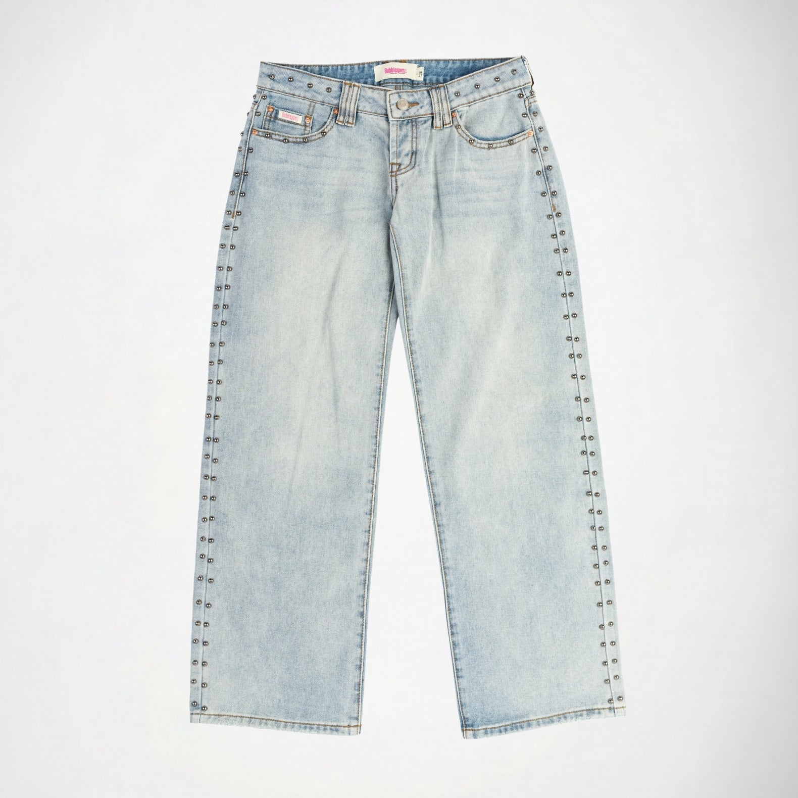 Luna | Silver Studs Super Low Wide | Bubblegum Jeans – BUBBLEGUM USA