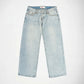 Light wash blue denim Bubblegum jeans laid flat against a plain white background.