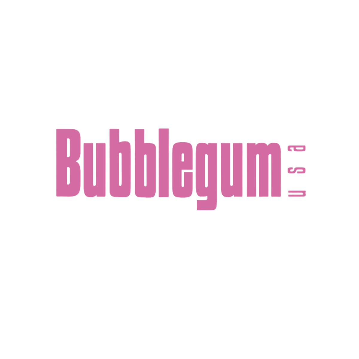 A pink logo 'Bubblegum USA' brand logo