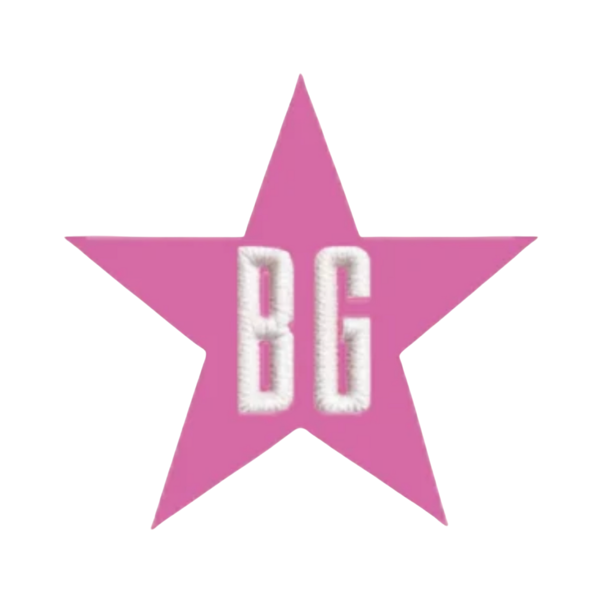 Pink star with 'BG' in the center on a white background, Bubblegum USA icon logo.